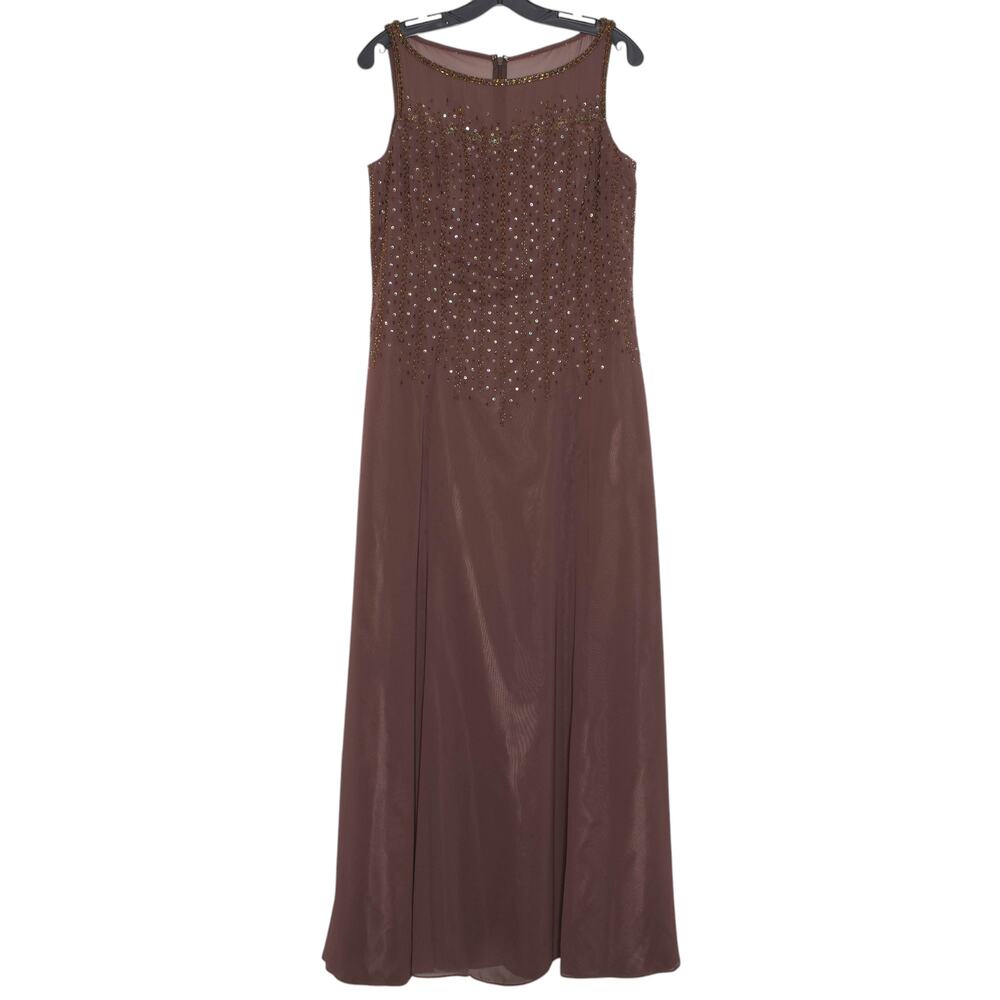 Vintage Dress 90s Prom Hoco Y2K Gown Beaded Modest Dark Romantic Brown Size 12